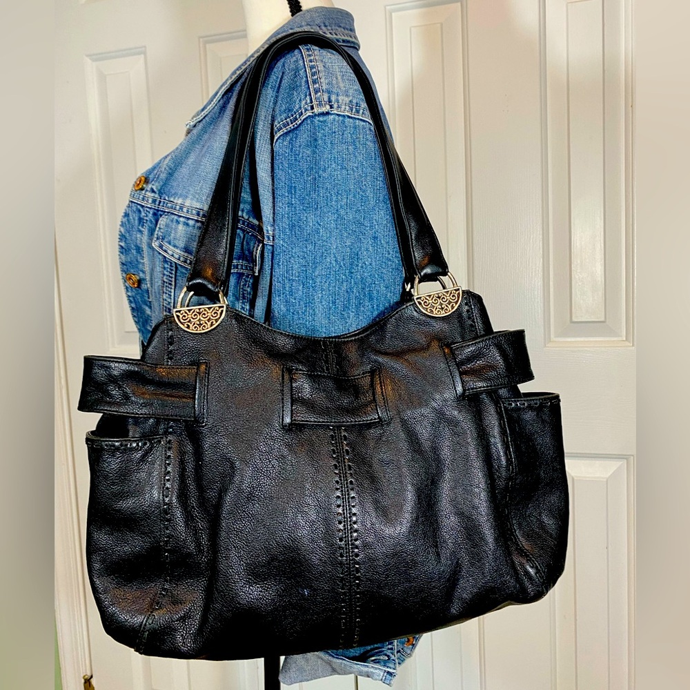 💥HP 2x‼️Brighton black leather bag used condition Clean in and out. Side pockets
